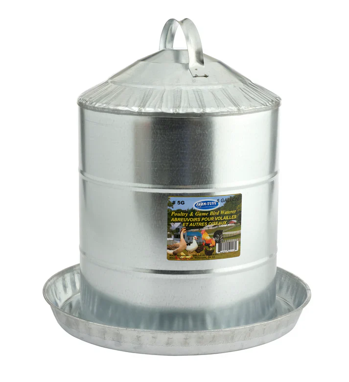 Galvanized Poultry Waterer 5 Gallon